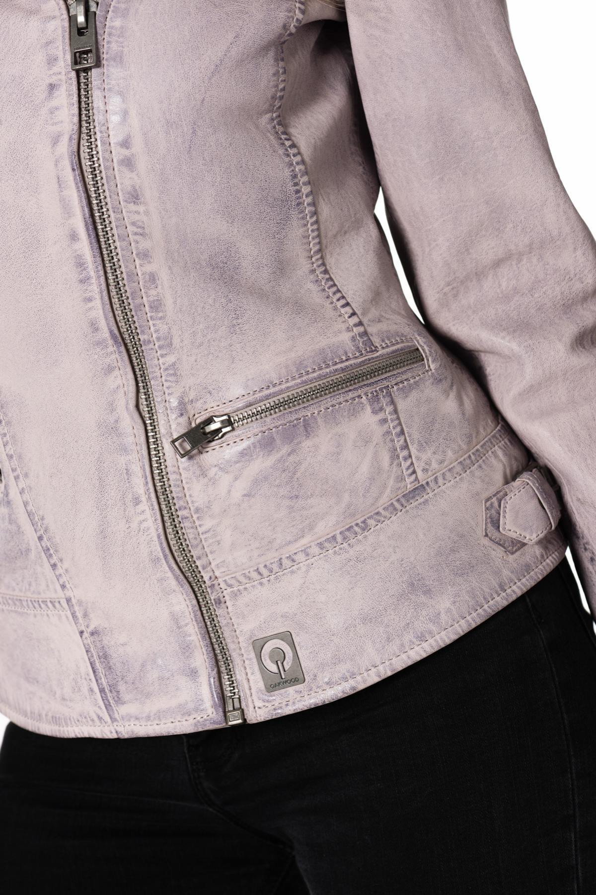 Mauve lambskin perfecto, slim fit, aged finish, adjustable straps. - Image n°4