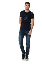 Blue PSG t-shirt with rhinestones - Image n°2