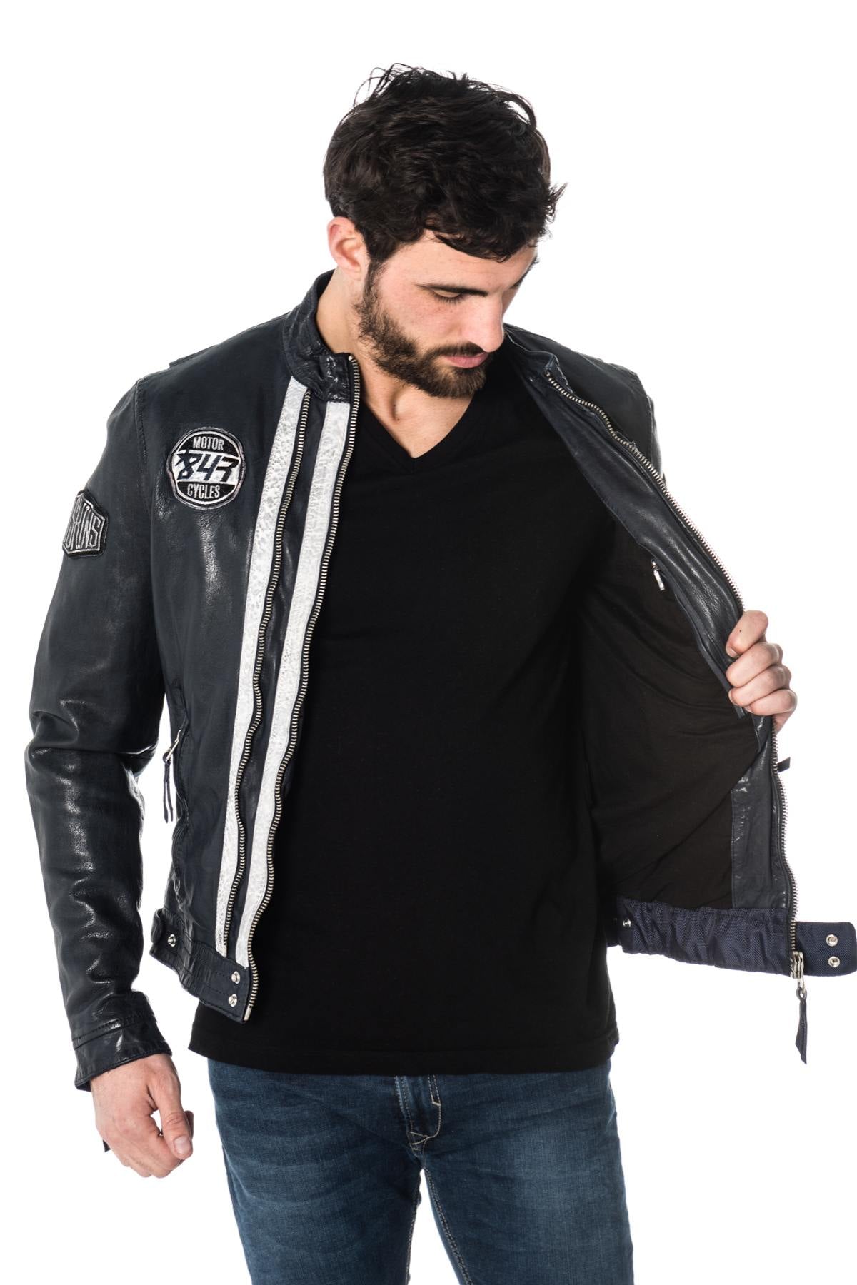 Redskins navy blue racing-style jacket - Image n°3