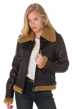 Redskins' vintage sheepskin bomber: aged brown, wool-lined, slim fit. - Image n°1
