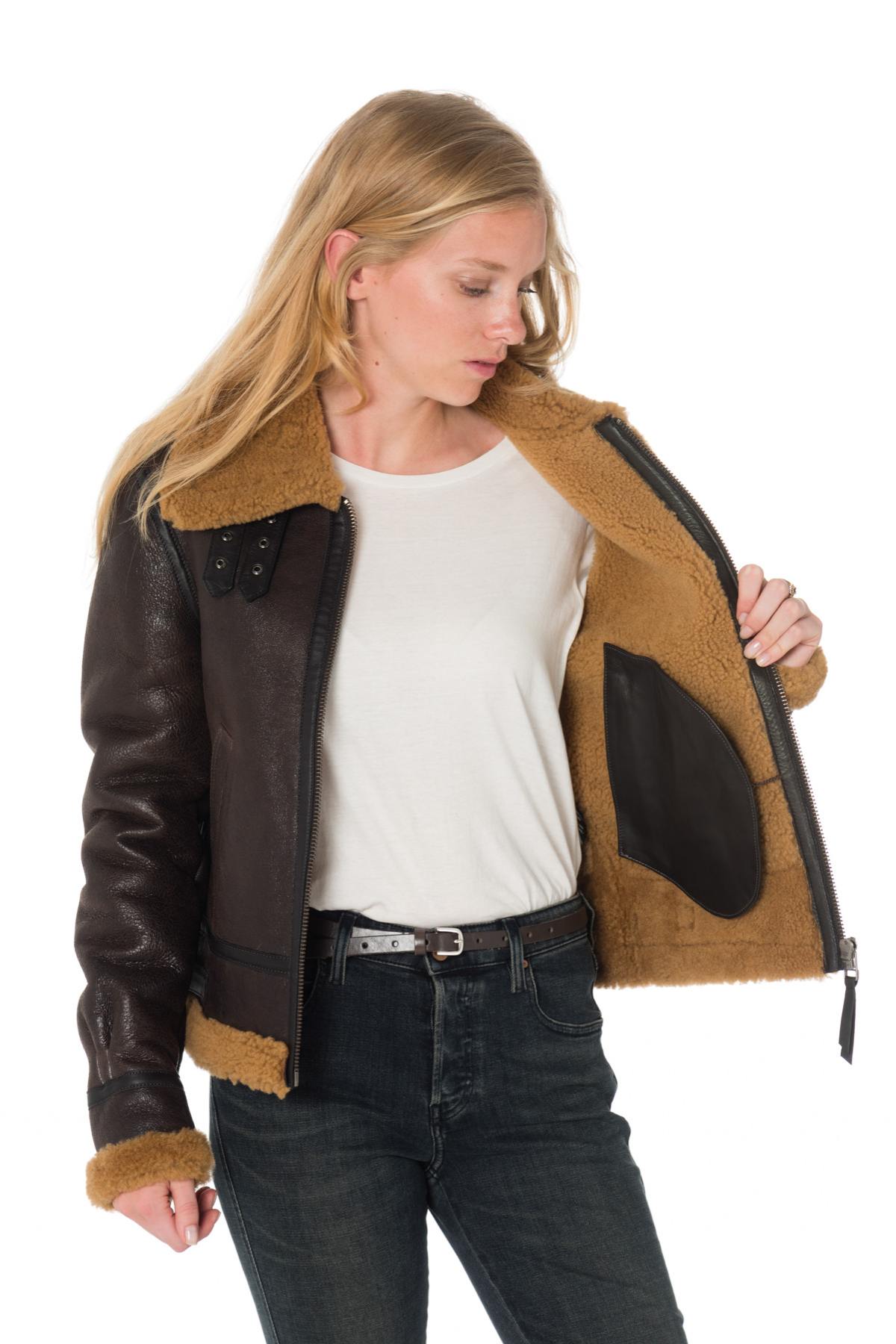 Redskins' vintage sheepskin bomber: aged brown, wool-lined, slim fit. - Image n°5