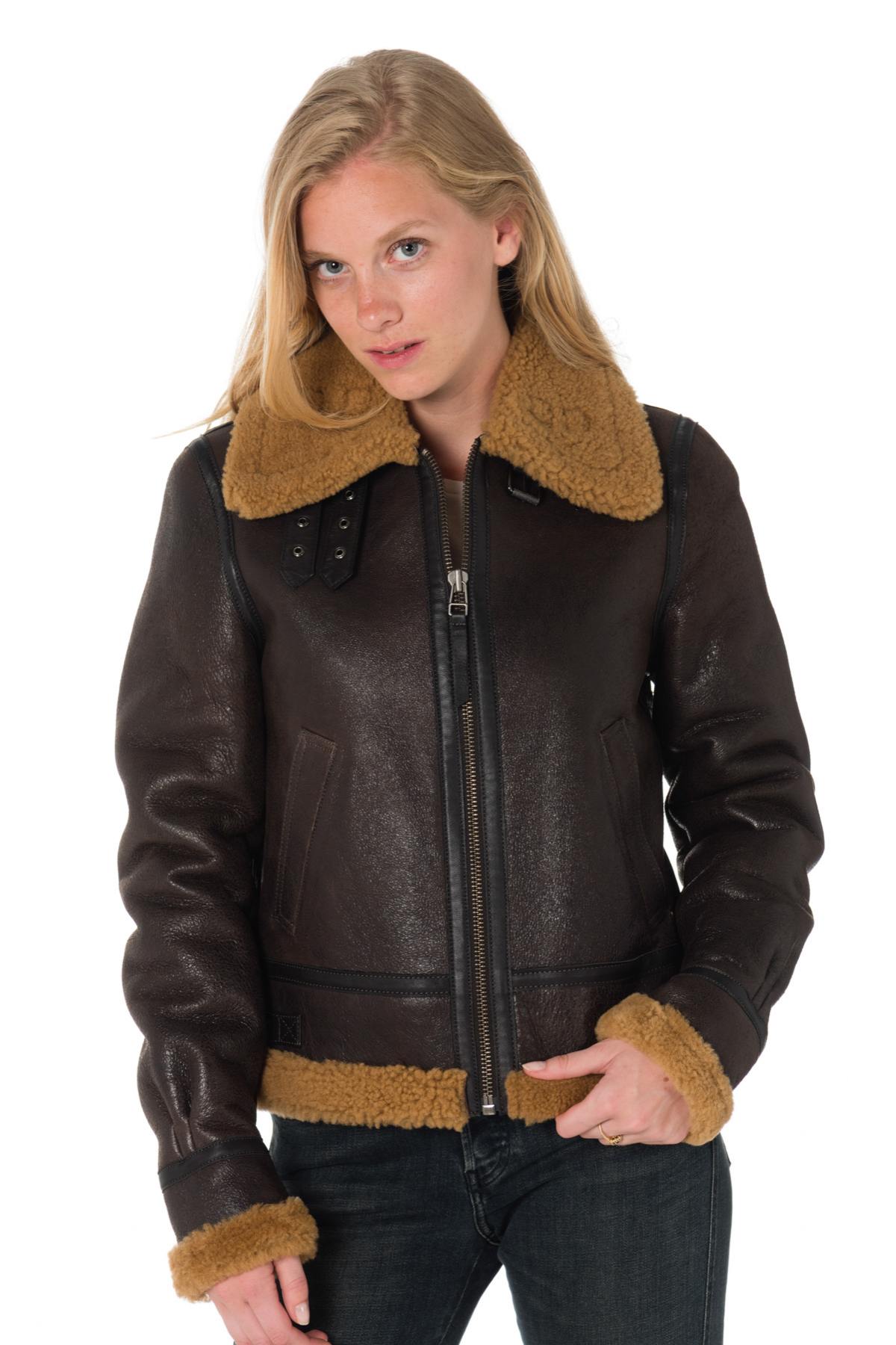 Redskins' vintage sheepskin bomber: aged brown, wool-lined, slim fit. - Image n°3