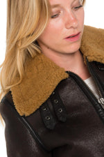 Redskins' vintage sheepskin bomber: aged brown, wool-lined, slim fit. - Image n°6