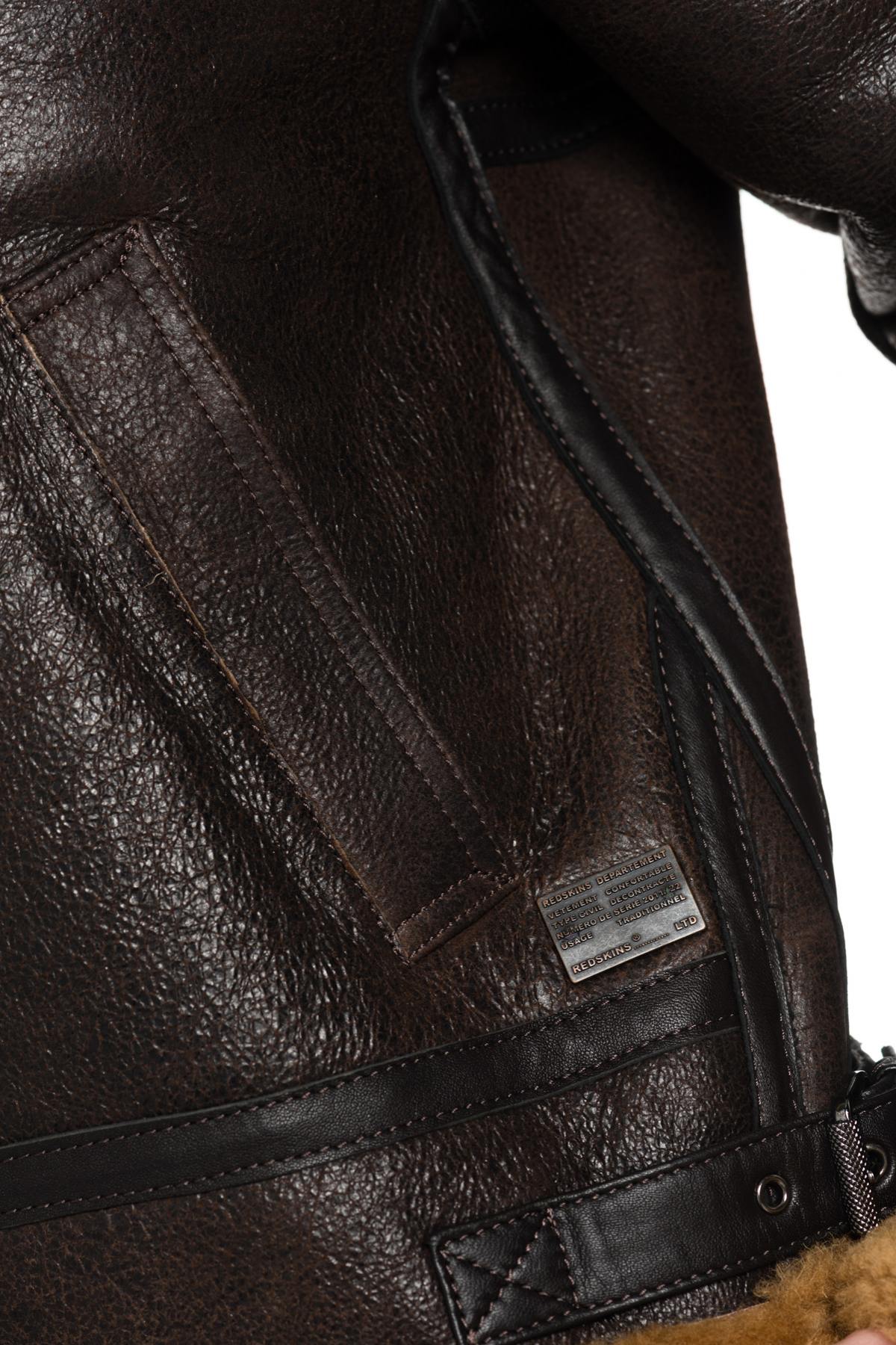 Redskins' vintage sheepskin bomber: aged brown, wool-lined, slim fit. - Image n°7