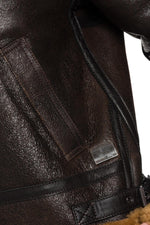 Redskins' vintage sheepskin bomber: aged brown, wool-lined, slim fit. - Image n°7
