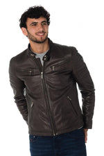 Men's brown sheepskin leather jacket - Image n°6