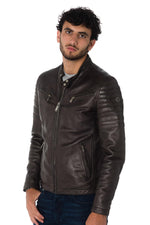 Men's brown sheepskin leather jacket - Image n°7