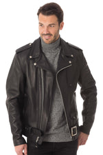The 118L Black: Schott's longer Perfecto in heavyweight cowhide. - Image n°3