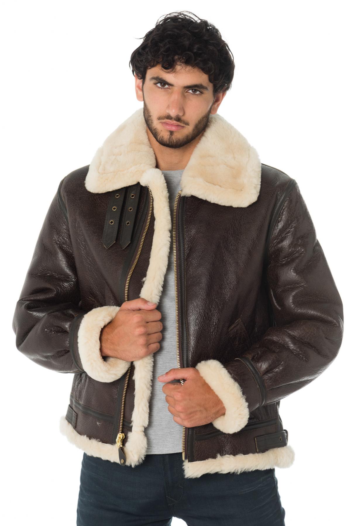 Heavyweight shearling bomber by Schott, USA-made for warmth and style. - Image n°6