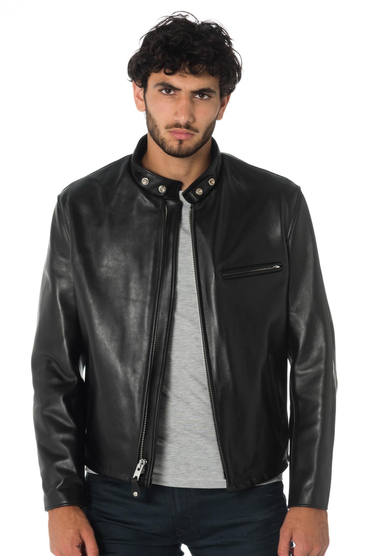 Schott 141 NOIR: heavyweight café racer in full-grain cowhide. - Image n°2