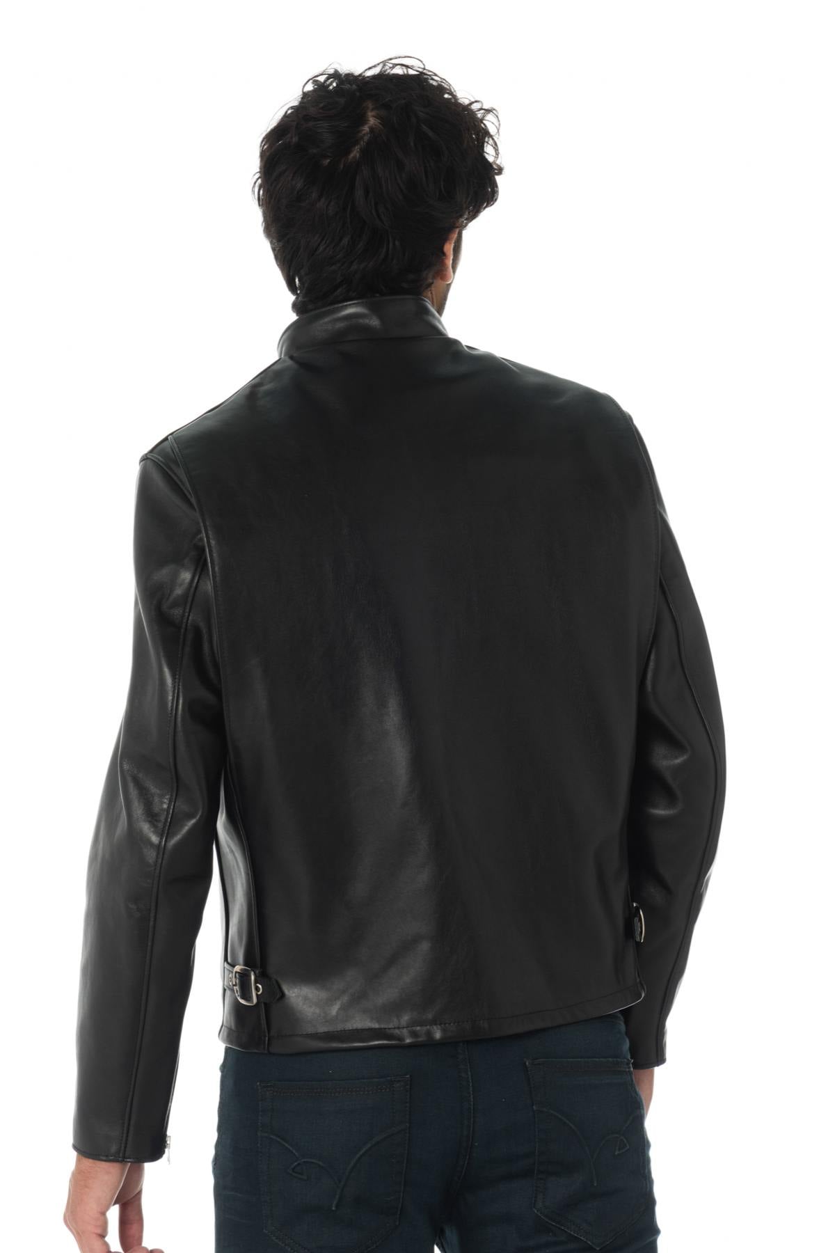 Schott 141 NOIR: heavyweight café racer in full-grain cowhide. - Image n°8