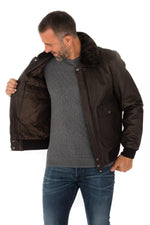 Lambskin aviator jacket by Schott. Slim fit with removable collar. - Image n°13