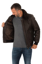 Lambskin aviator jacket by Schott. Slim fit with removable collar. - Image n°13