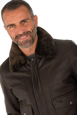 Lambskin aviator jacket by Schott. Slim fit with removable collar. - Image n°9