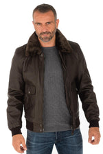 Lambskin aviator jacket by Schott. Slim fit with removable collar. - Image n°11