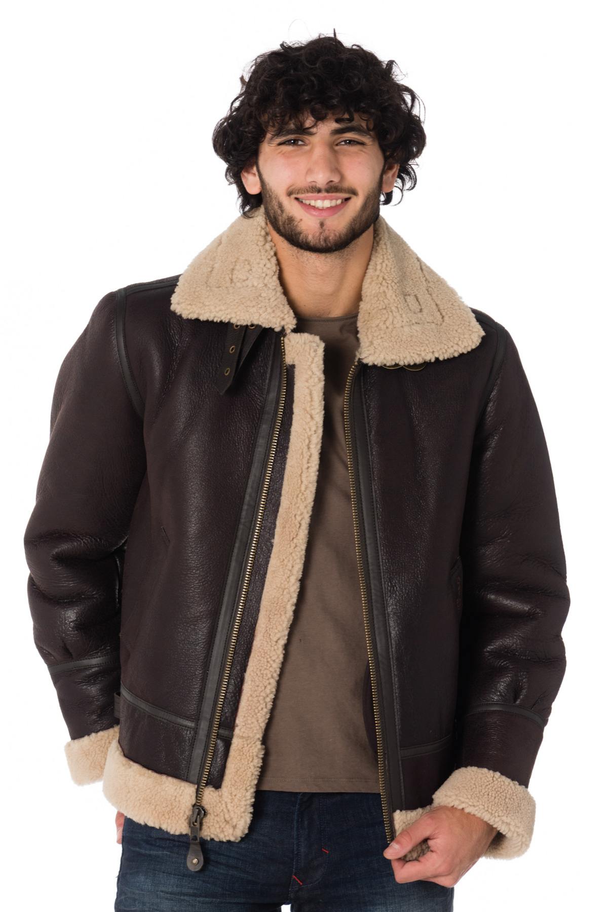 Schott's Cordovan sheepskin bomber, shearling-lined for winter warmth. - Image n°1