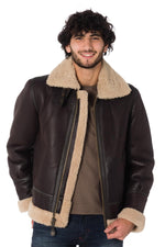 Schott's Cordovan sheepskin bomber, shearling-lined for winter warmth. - Image n°1
