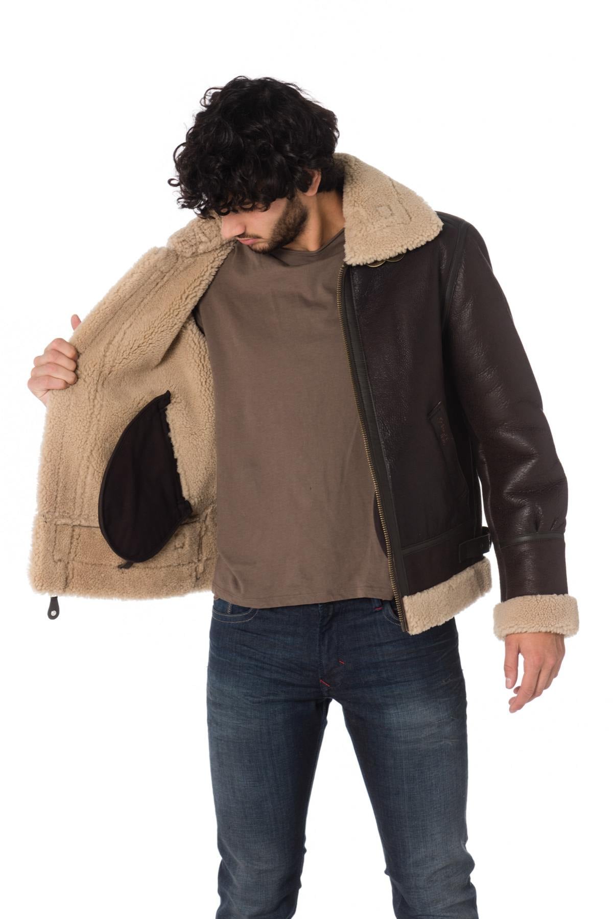 Schott's Cordovan sheepskin bomber, shearling-lined for winter warmth. - Image n°4