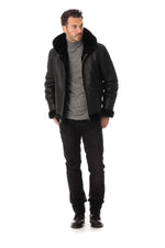 Schott's sheepskin bomber with hood. Adjustable, warm, and vintage. - Image n°2