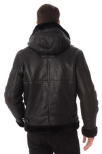 Schott's sheepskin bomber with hood. Adjustable, warm, and vintage. - Image n°5