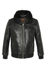 LC1380 Black by Schott-thick cowhide, shearling collar, zip-out liner. - Image n°10