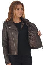 Schott's plum Perfecto® in soft lambskin, slim and lightweight. - Image n°4