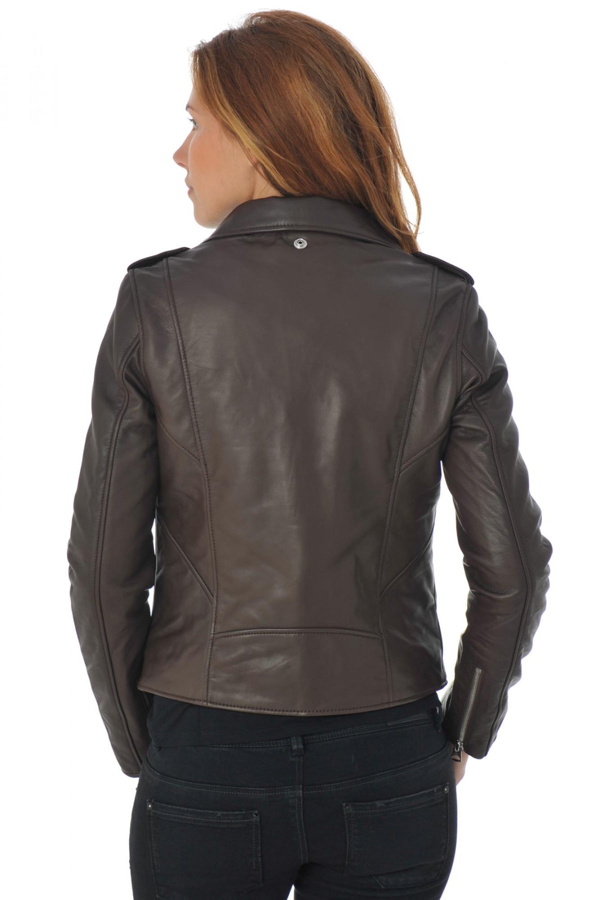 Schott's plum Perfecto® in soft lambskin, slim and lightweight. - Image n°5