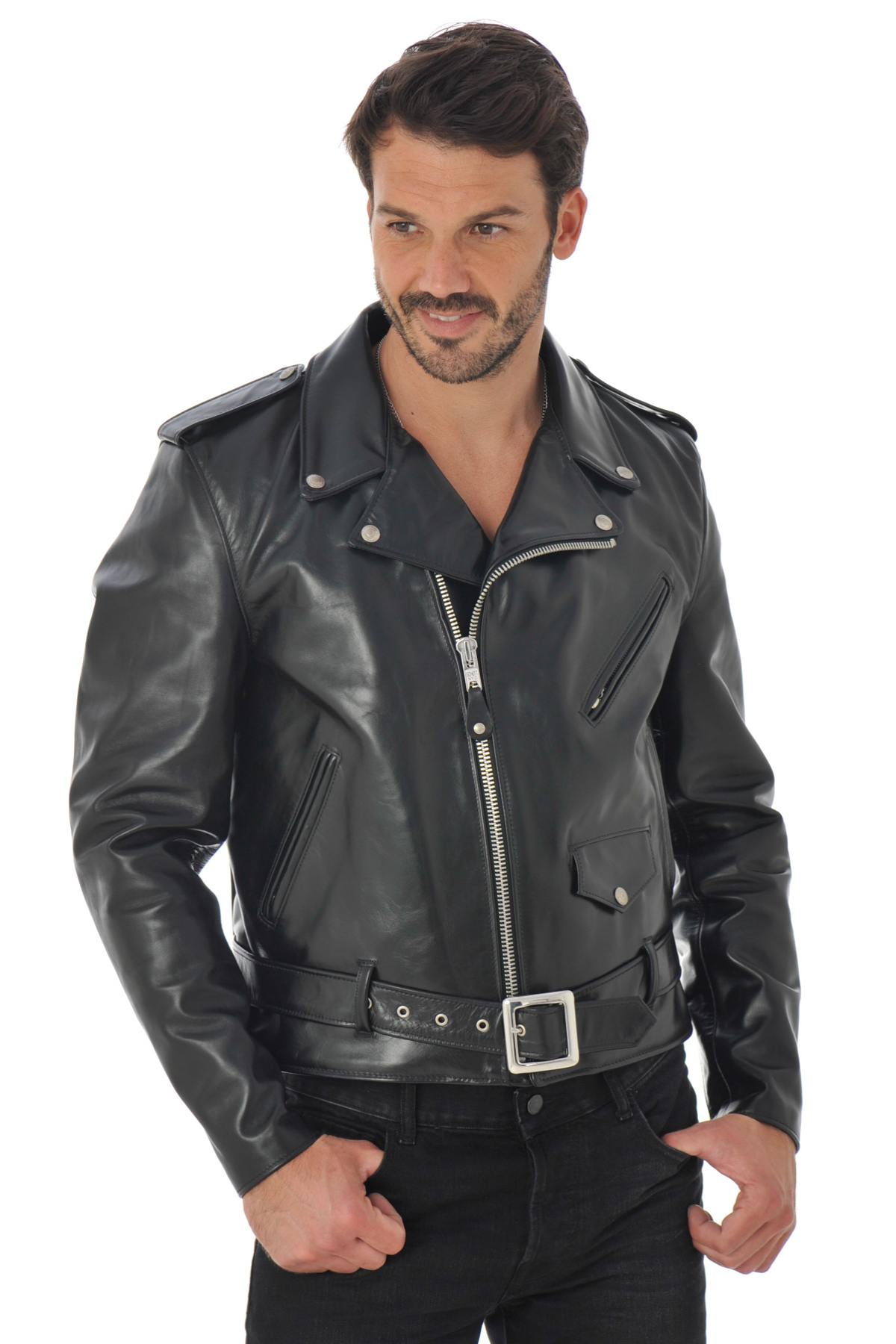 Schott 618HH Black: glossy horsehide leather, carefully made in the USA. - Image n°9