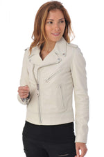 Schott NYC's white lambskin Perfecto-slim, soft, and timelessly chic. - Image n°4