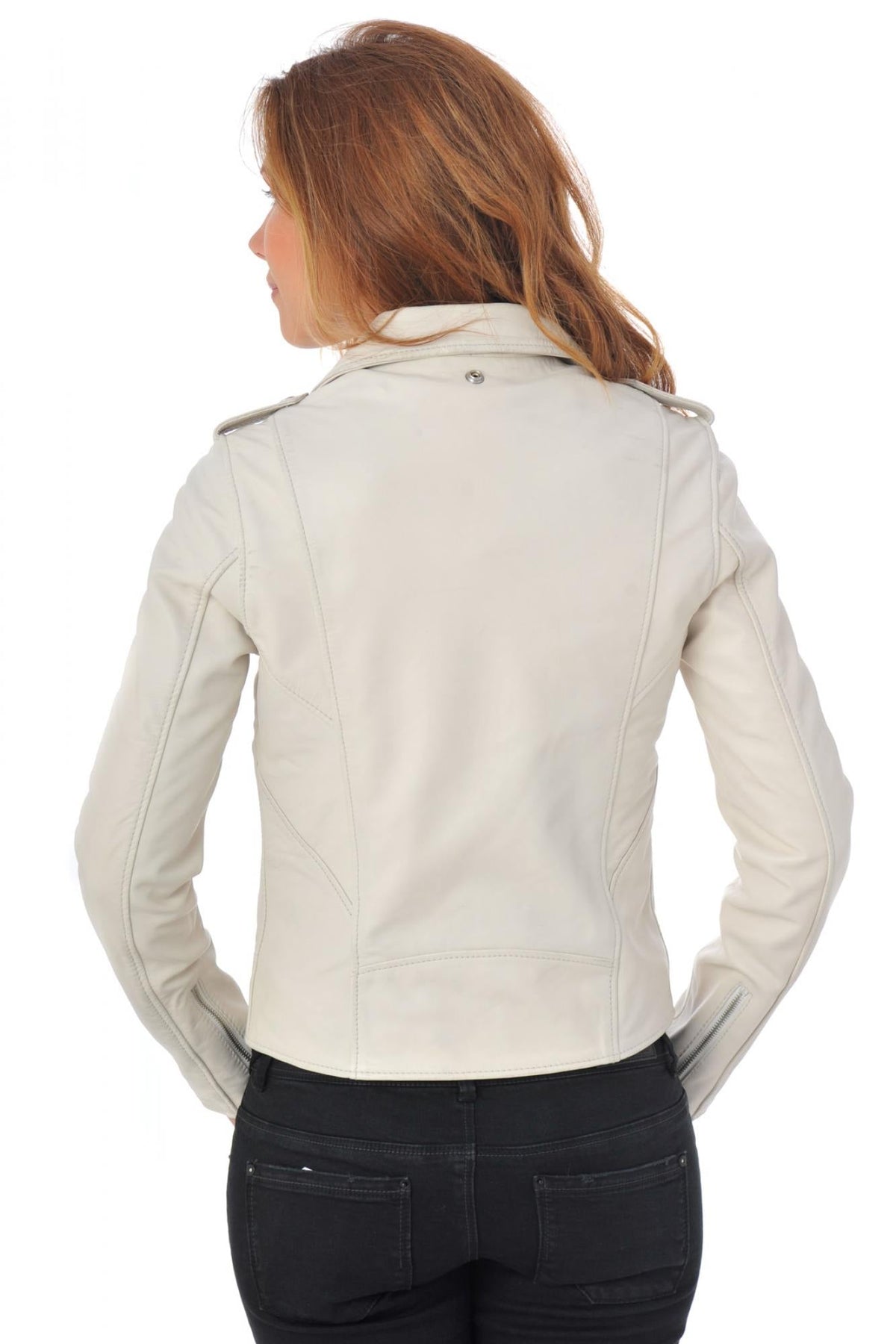 Schott NYC's white lambskin Perfecto-slim, soft, and timelessly chic. - Image n°6