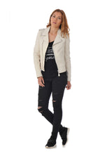 Schott NYC's white lambskin Perfecto-slim, soft, and timelessly chic. - Image n°3