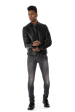 Quilted lambskin jacket with 3D diamond stitching and a slim fit. - Image n°5