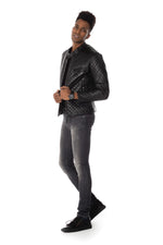 Quilted lambskin jacket with 3D diamond stitching and a slim fit. - Image n°3