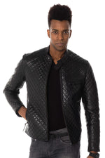 Quilted lambskin jacket with 3D diamond stitching and a slim fit. - Image n°2
