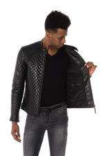 Quilted lambskin jacket with 3D diamond stitching and a slim fit. - Image n°8