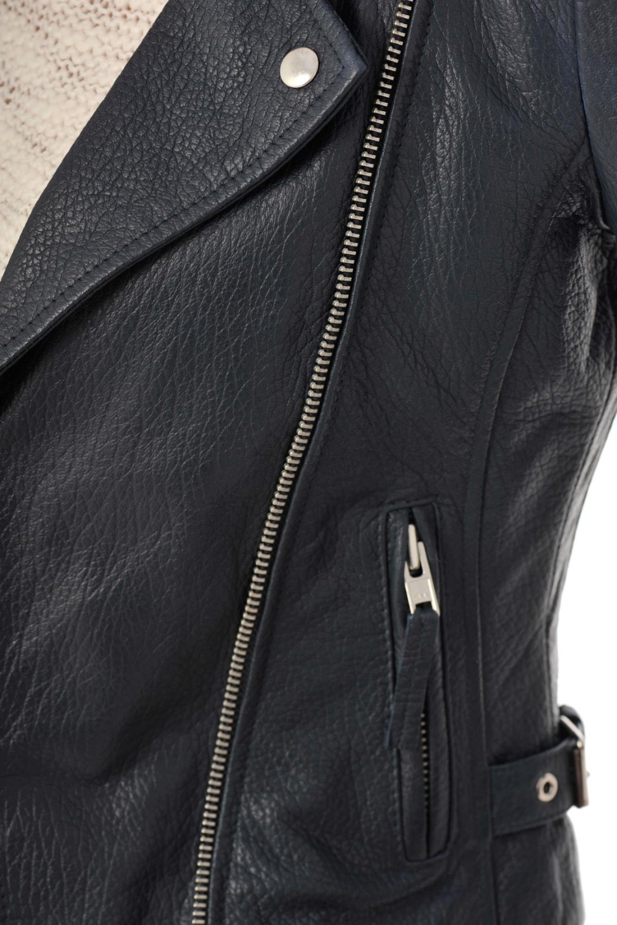 Serge Pariente leather Biker Jacket jacket Navy Blue - Image n°6