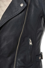 Serge Pariente leather Biker Jacket jacket Navy Blue - Image n°6