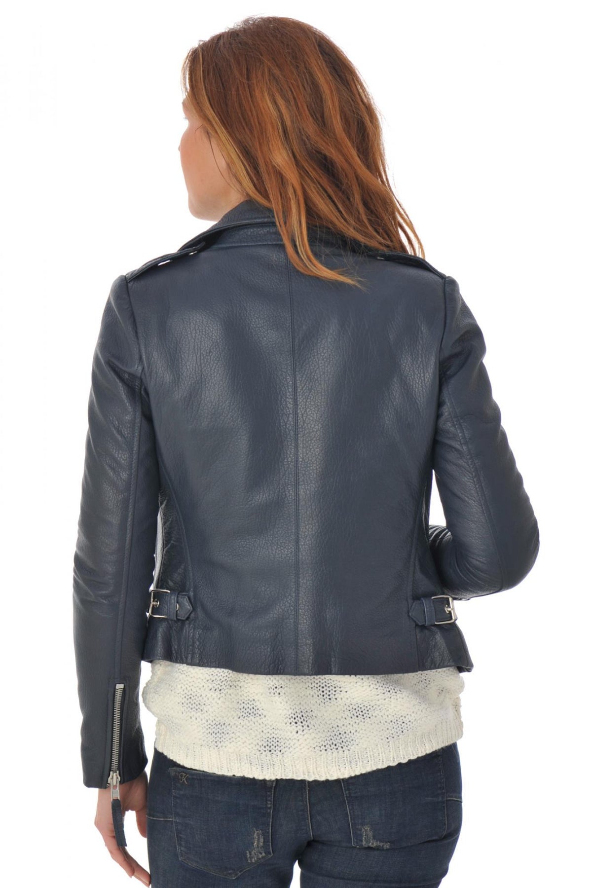 Serge Pariente leather Biker Jacket jacket Navy Blue - Image n°3