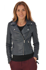 Serge Pariente leather Biker Jacket jacket Navy Blue - Image n°5