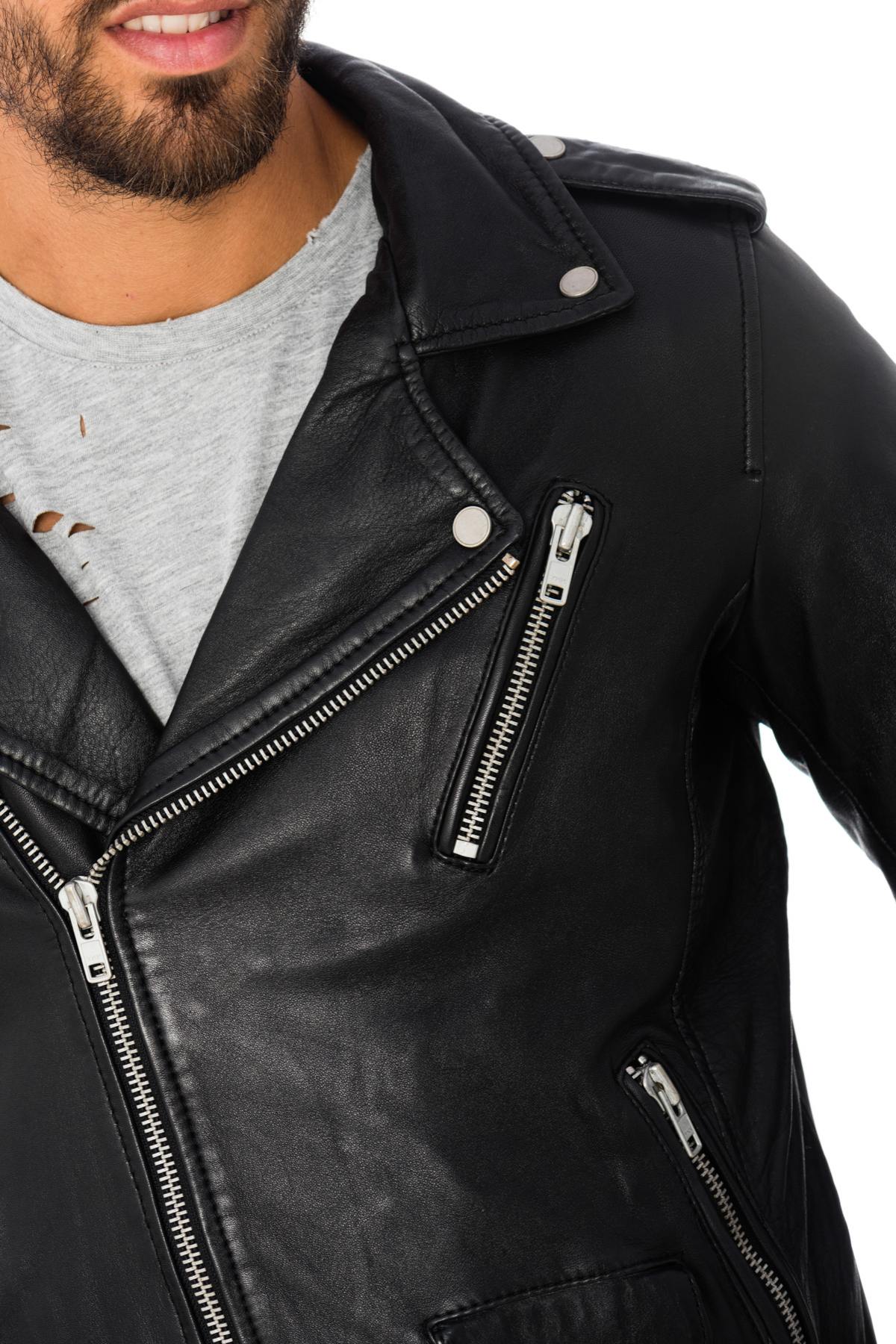 Serge Pariente Biker Jacket in black lambskin - Image n°11
