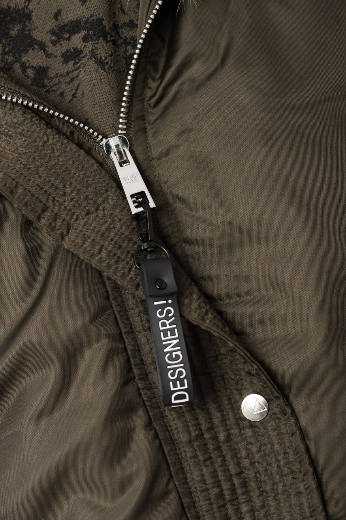 Khaki jacket with hood and fur - Image n°5