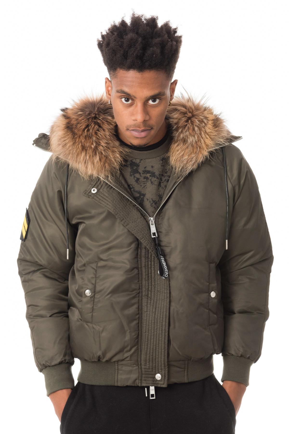 Khaki jacket with hood and fur - Image n°3