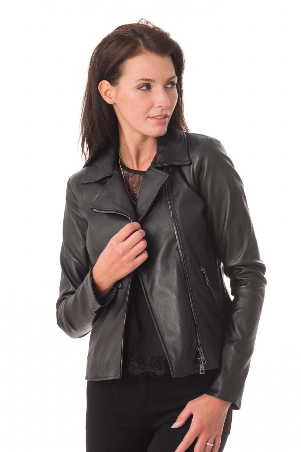 Superb women's stretch Biker style jacket - Image n°3