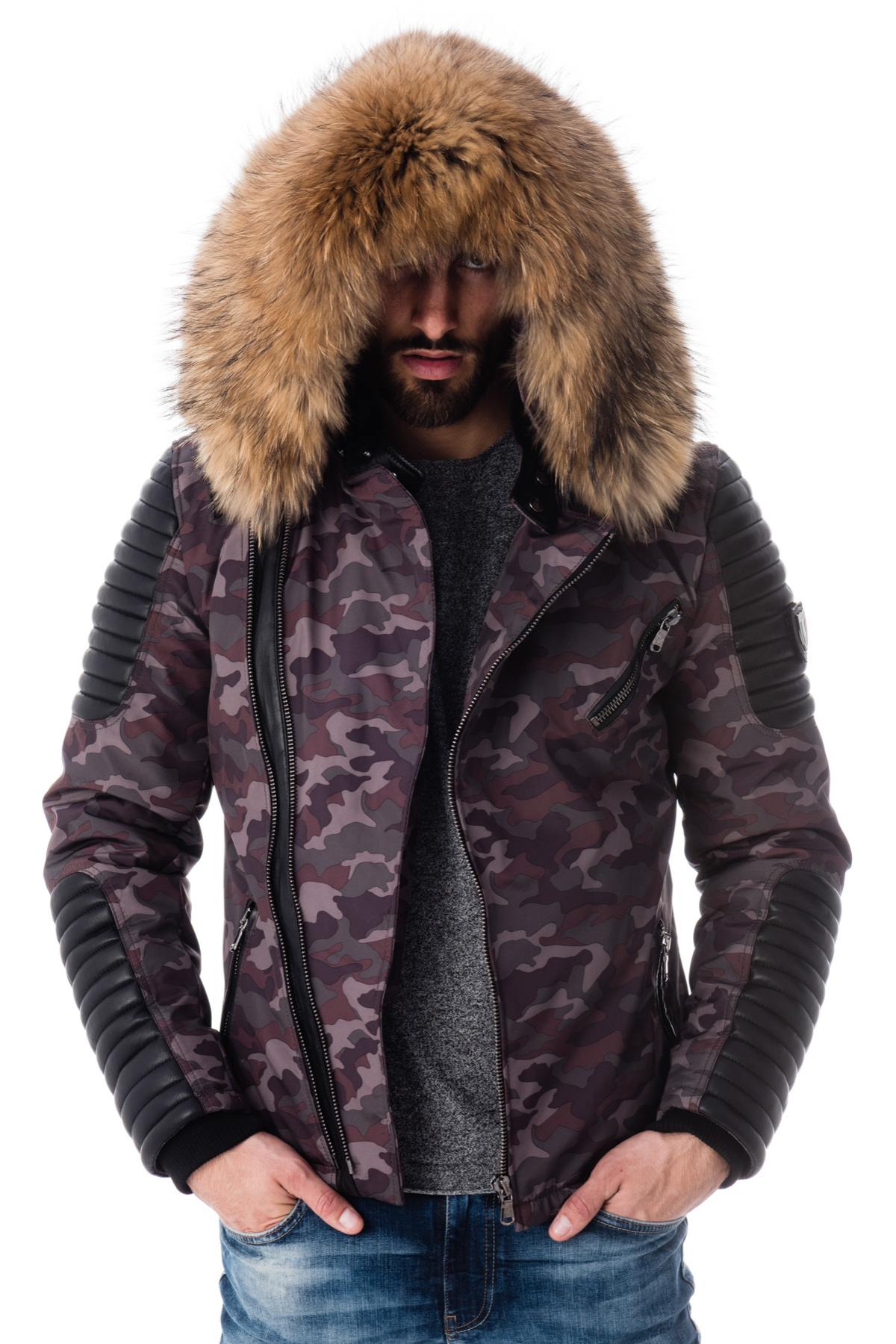 Camouflage furry down jacket - Image n°3