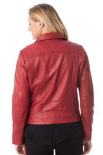 Red leather Biker Jacket for large sizes - Image n°5
