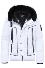 White Horspist down jacket with black fox fur - Image n°3
