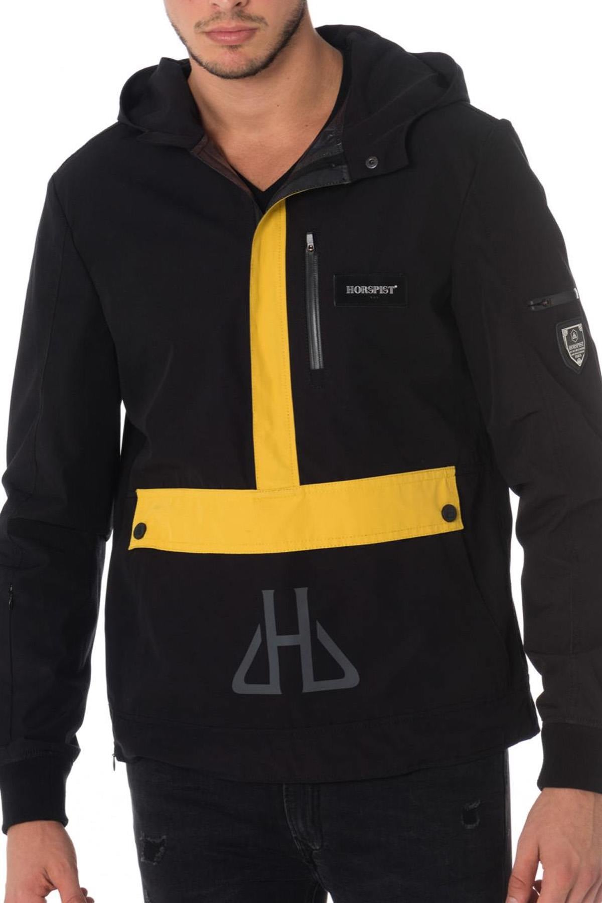 Horspist men's black and yellow windbreaker - Image n°1