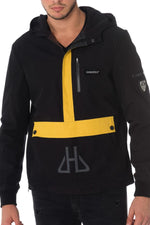 Horspist men's black and yellow windbreaker - Image n°1