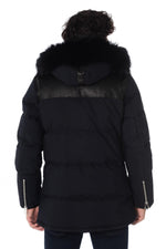 Horspist men's navy blue/black down jacket with black collar - Image n°4