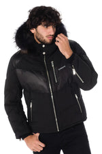 Men's black Horspist down jacket with black collar - Image n°3